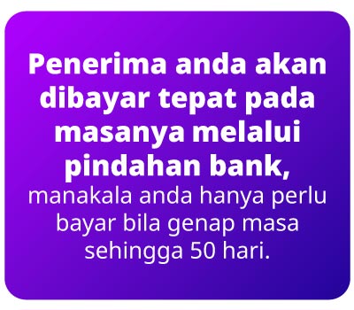 Penerima anda akan dibayar tepat pada masanya melalui pindahan bank