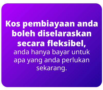Kos pembiayaan anda boleh diselaraskan secara fleksibel,