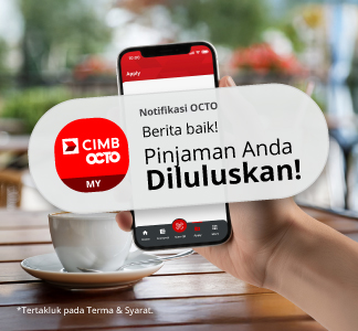CIMB Cash Plus Personal Loan showing a man running receiving approval via his phone