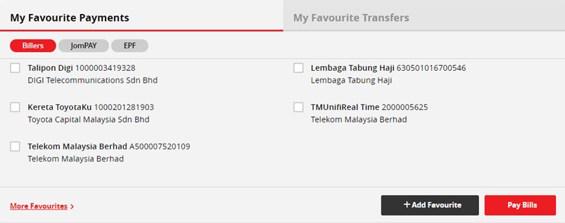 Where Can I View My Favourite List Of Billers